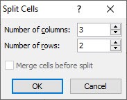 Tùy chọn Split Cells