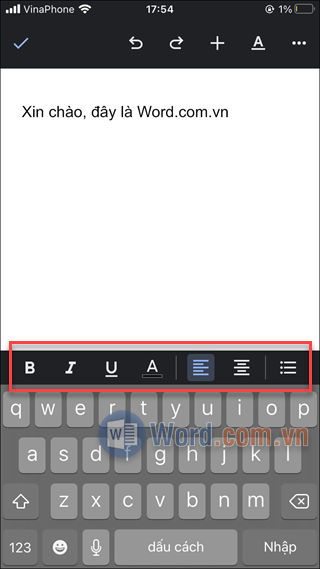 Bạn bắt đầu tạo văn bản Word và sử dụng