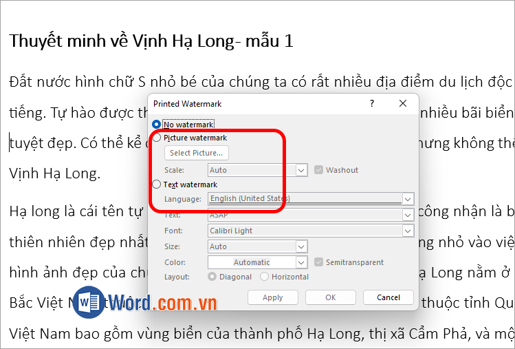 Tạo watermark bằng hình ảnh hoặc bằng văn bản