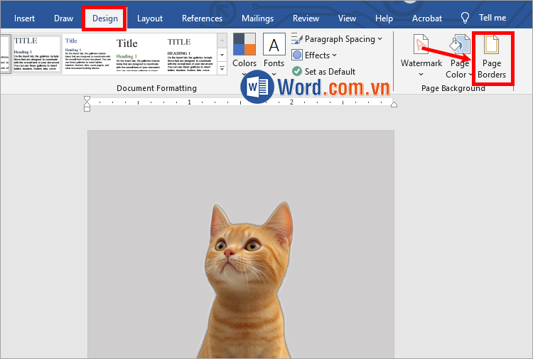 Chọn Design → Page Borders