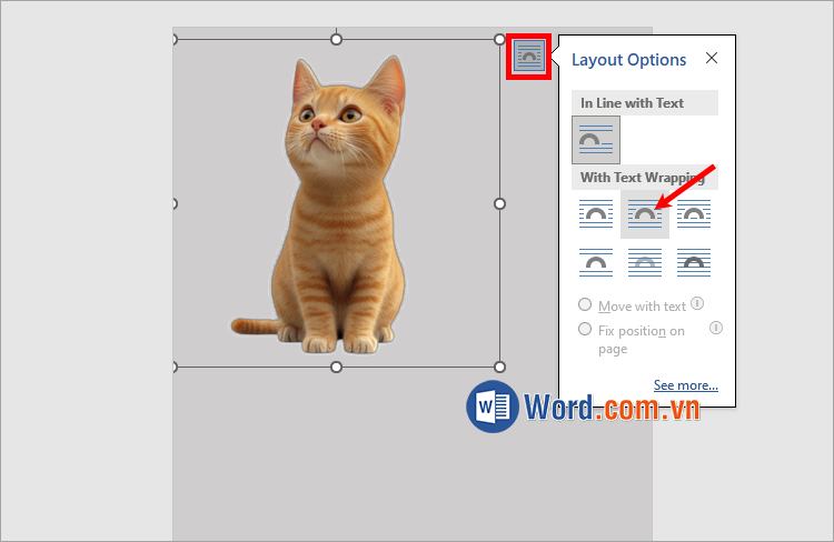 Chọn hình ảnh và ấn biểu tượng Wrap Text → Tight