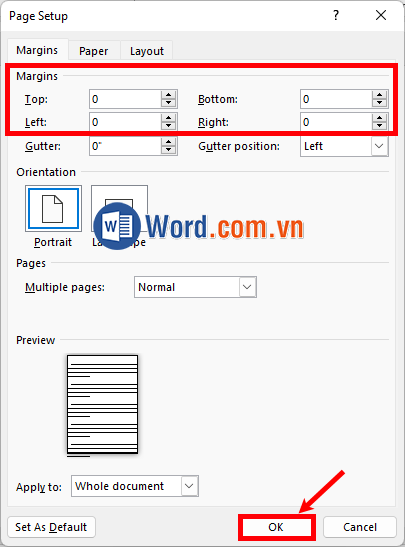Tùy chỉnh thiết lập căn lề cho trang