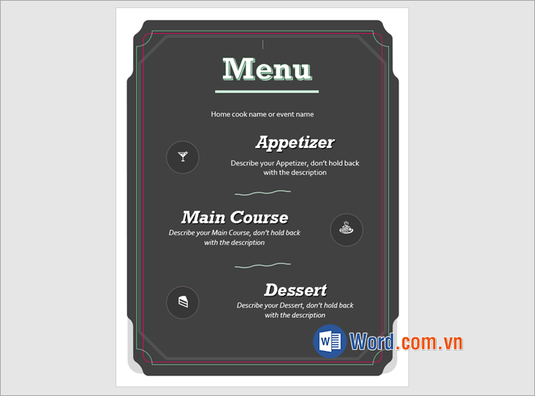 Word sẽ tạo một tài liệu mới dựa trên mẫu này