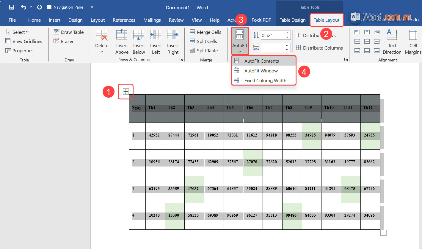 Cách co bảng trong Word tự động
