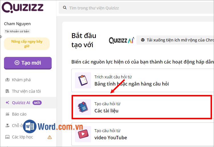 Chọn tiếp Tạo câu hỏi từ Các tài liệu Chọn tiếp Tạo câu hỏi từ Các tài liệu