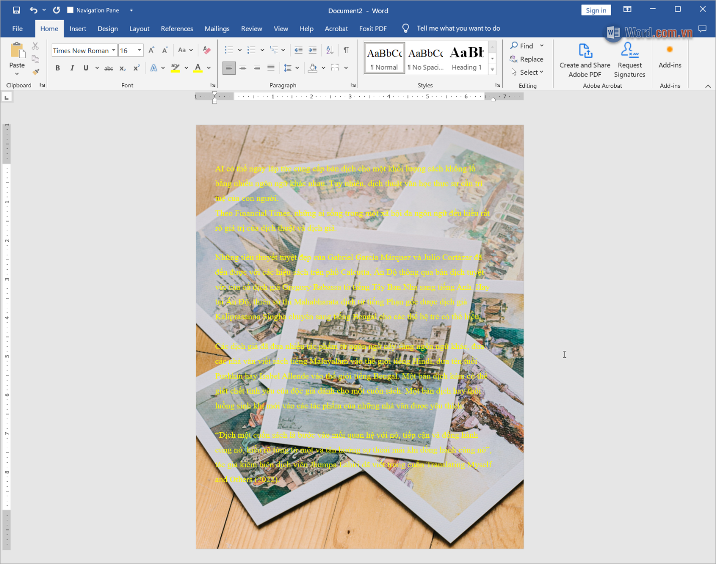 Hoàn tất chèn hình ảnh full trang trong Word