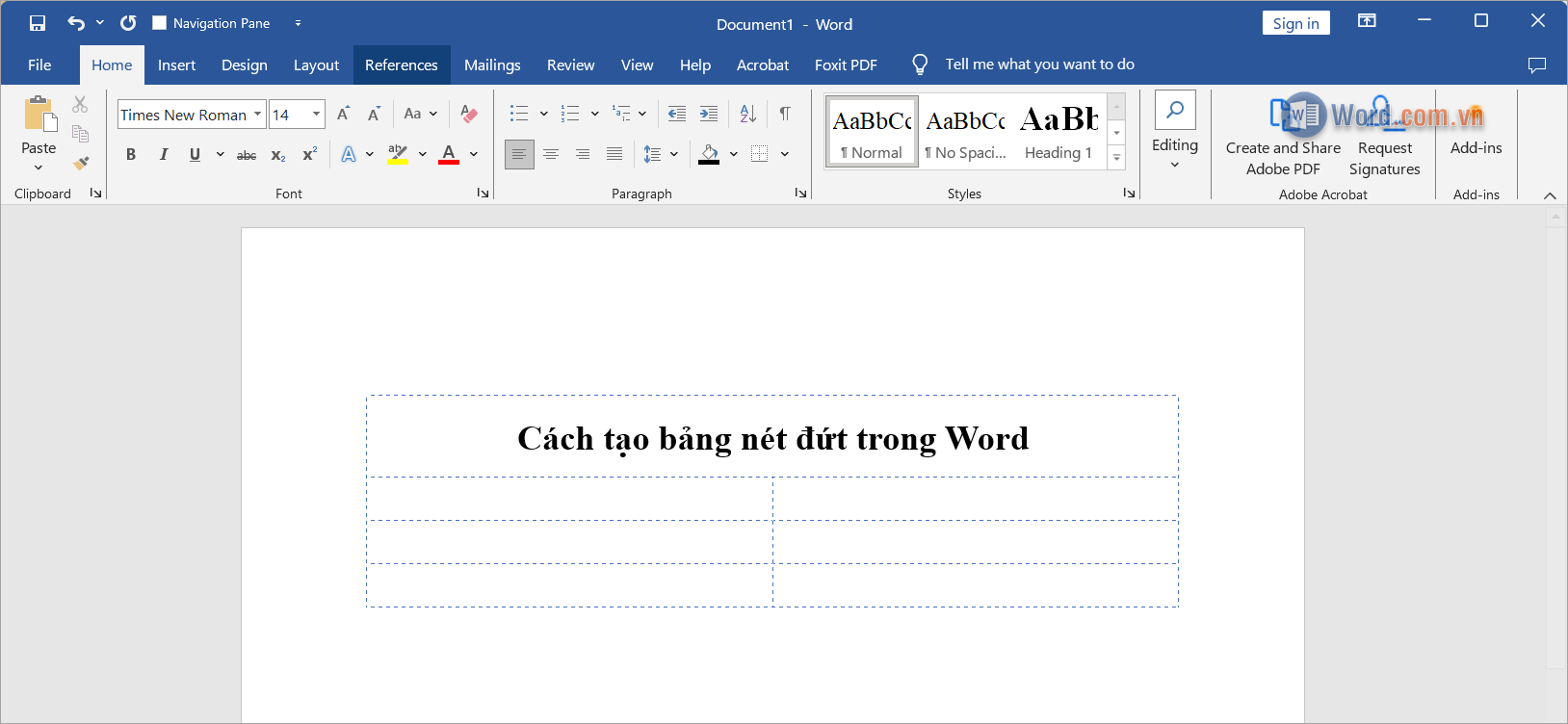 Hoàn tất việc tạo bảng nét đứt trong Word chỉ bằng một số thao tác cơ bản