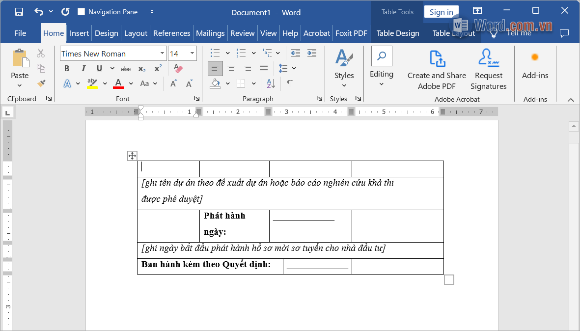 Hoàn tất việc xóa chữ trong bảng Word mà vẫn giữ nguyên khung bảng