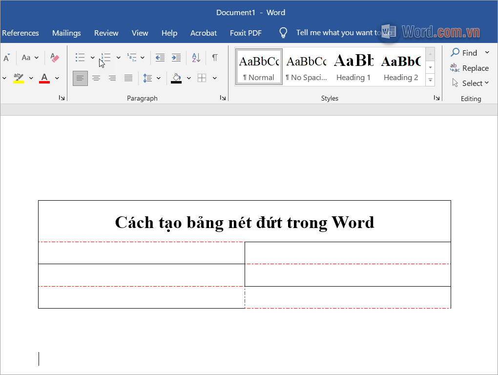Tạo ra các bảng vẽ nét đứt đúng với nhu cầu