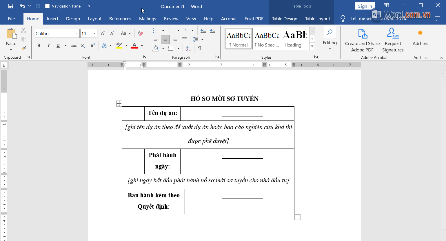 Thu nhỏ bảng trong Word một cách nhanh chóng và đơn giản