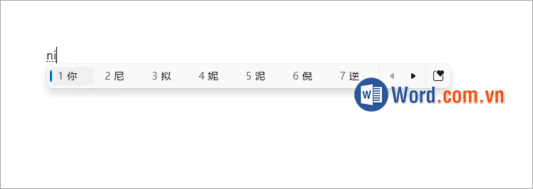 Thực hiện gõ từ bằng Pinyin