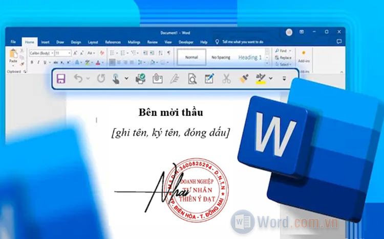 Cách chèn chữ ký và dấu vào Word