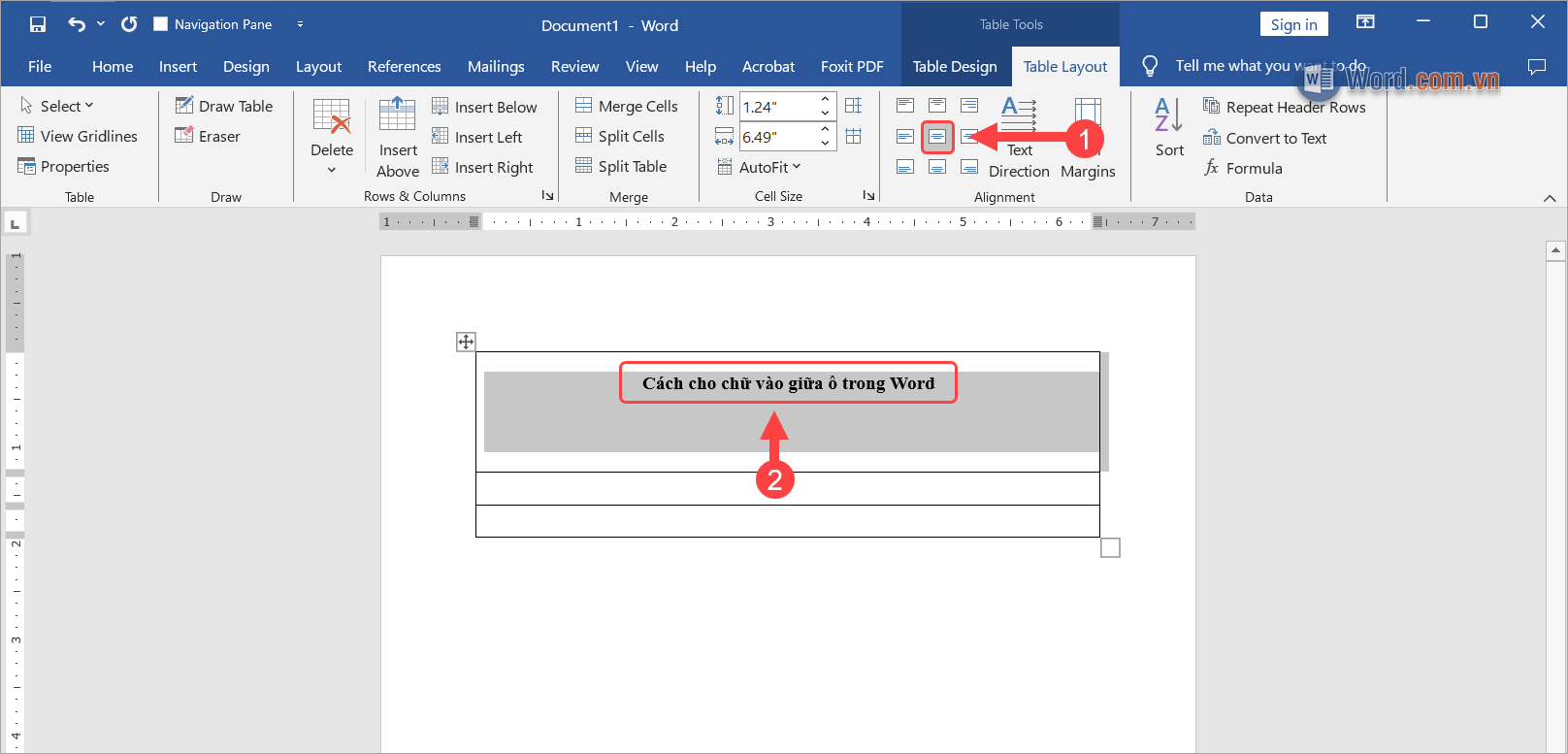 Cách sửa lỗi không căn chỉnh được chữ vào giữa ô trong Word