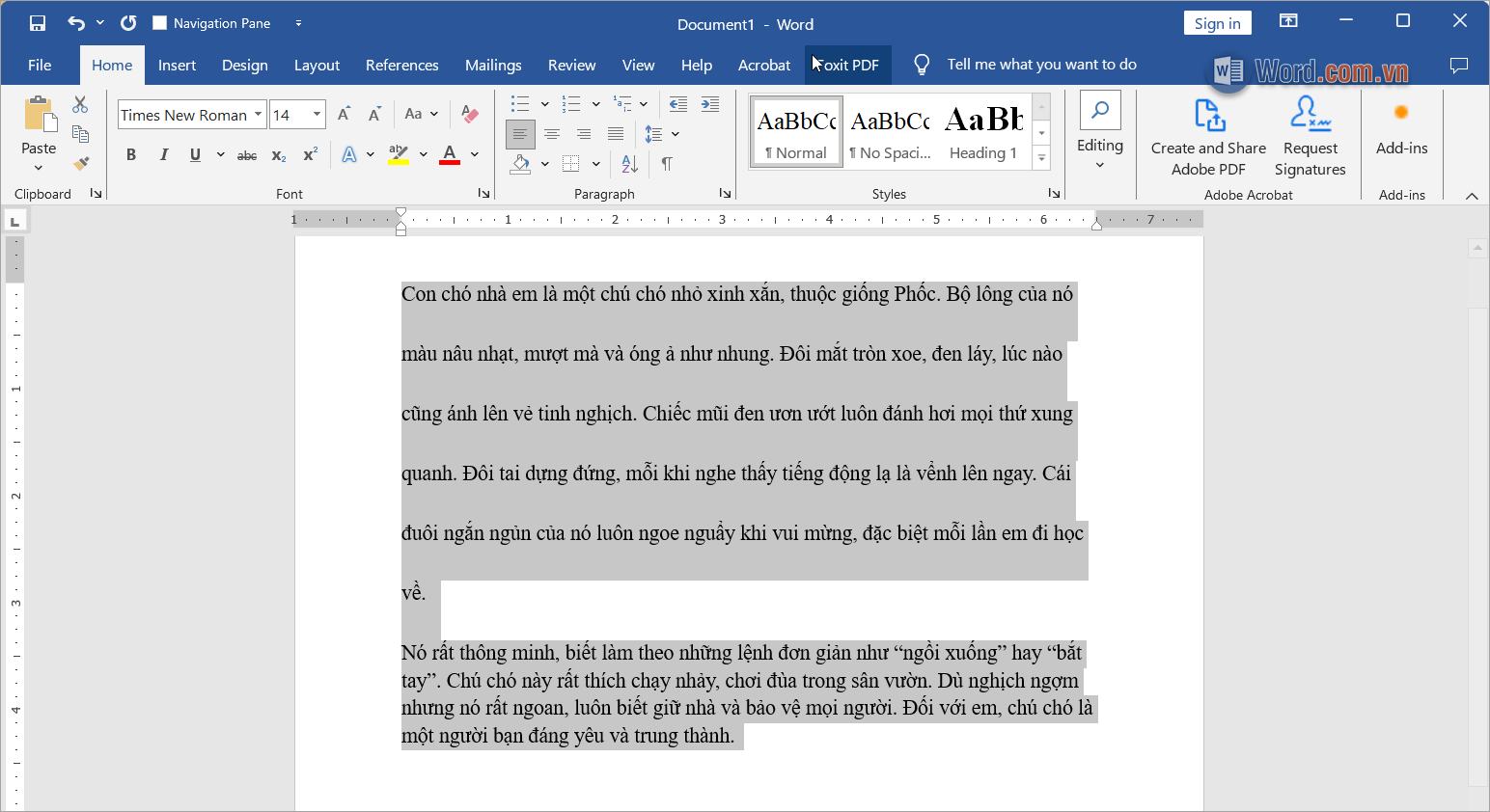 Chọn toàn bộ nội dung văn bản cần chỉnh Chọn toàn bộ nội dung văn bản cần chỉnh