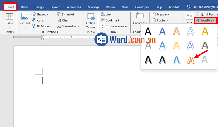 Thêm chữ nghệ thuật