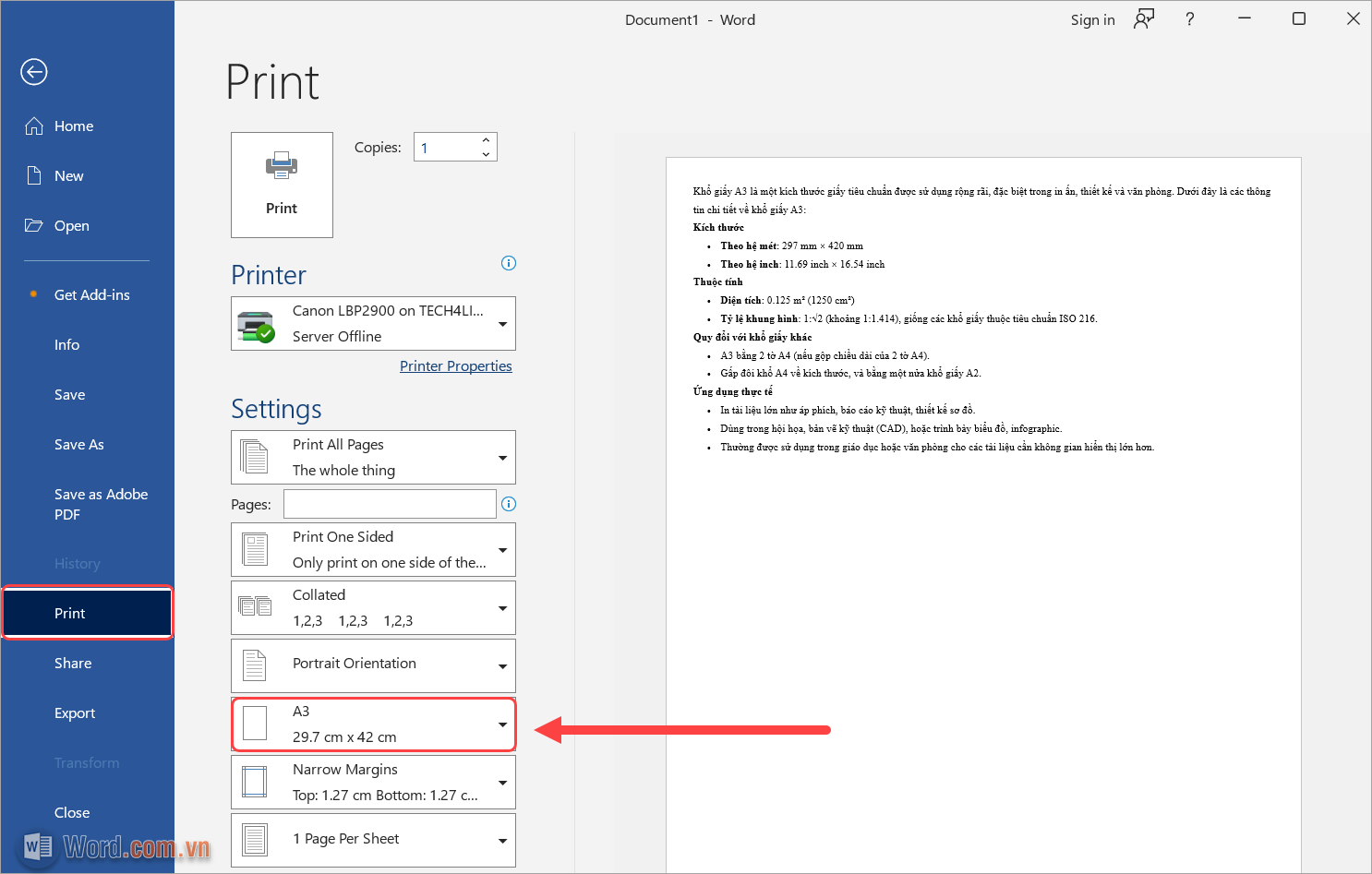 Chọn thẻ Print để kích hoạt máy in sẵn có trên phần mềm Chọn thẻ Print để kích hoạt máy in sẵn có trên phần mềm