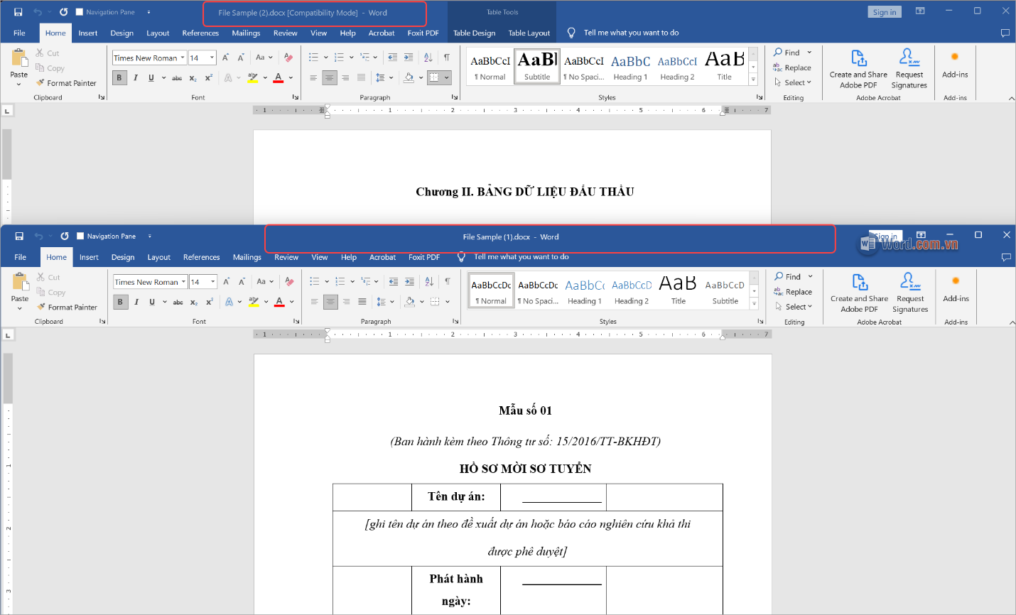 Giữ vào thanh taskbar của cửa sổ Word và kéo