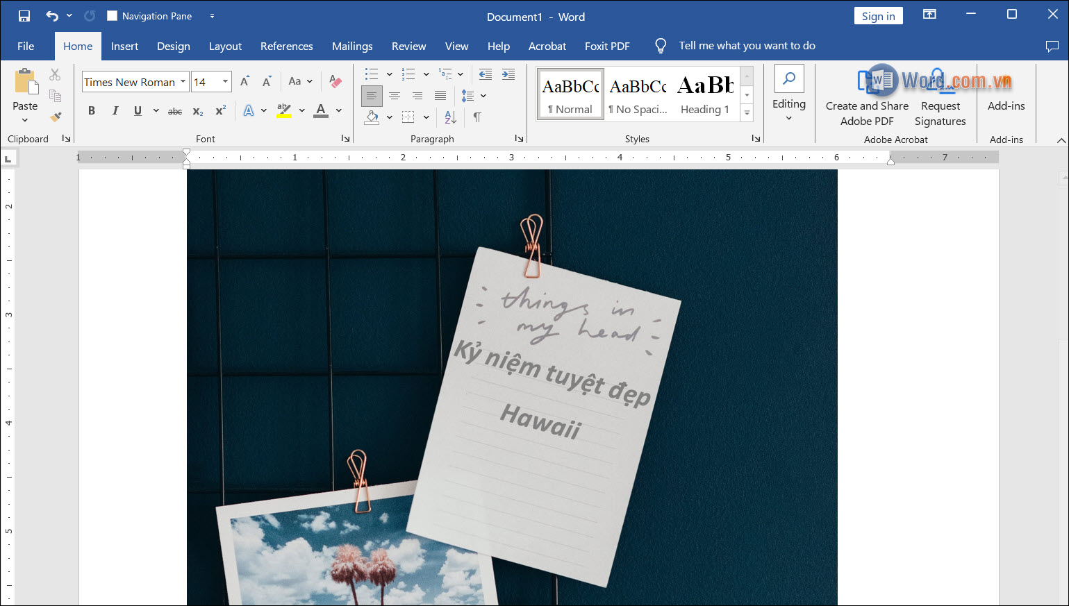 Hoàn tất việc viết chữ lên hình ảnh trong Word