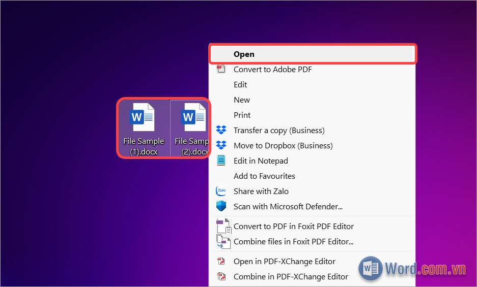 Mở 2 file Word cùng lúc trên màn hình