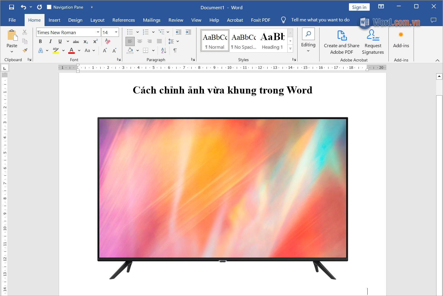 Chèn hình ảnh gốc, khung ảnh vào trong Word