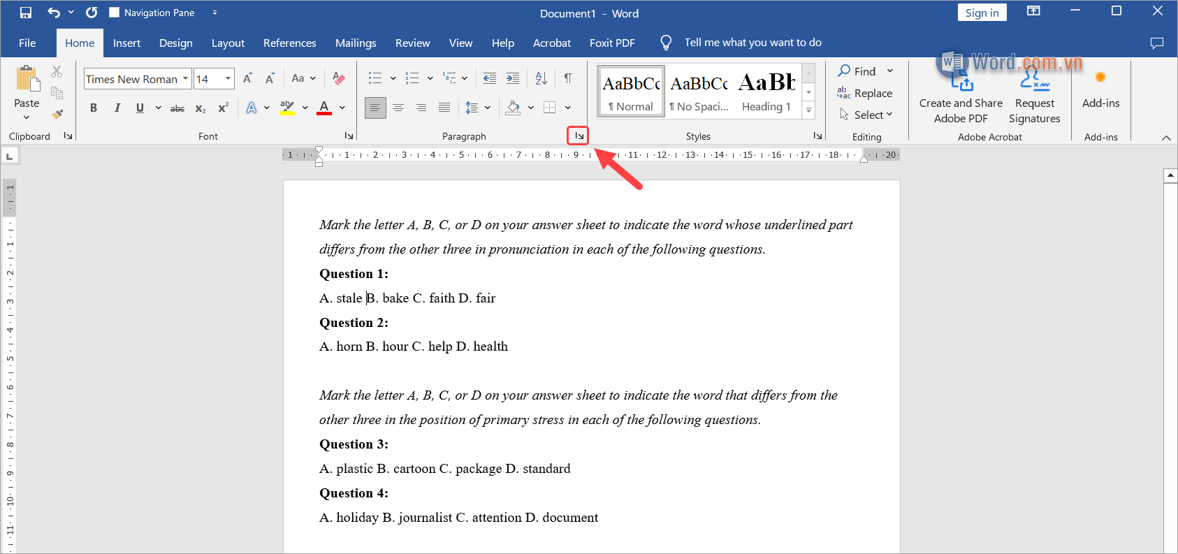 Chọn More Paragraph để xem thêm các thiết lập về căn chỉnh