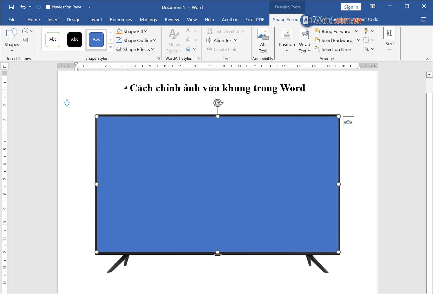 Vẽ một hình Shape phù hợp với khung hình cần chèn với kích thước chuẩn