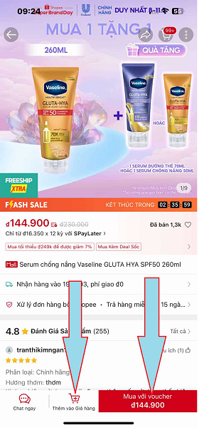 Chọn sản phẩm muốn mua cho vào giỏ hàng