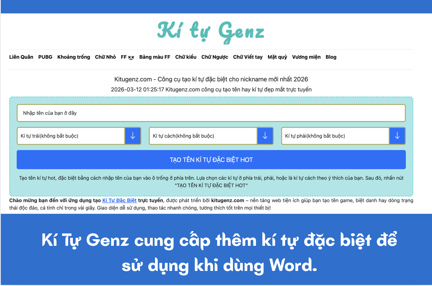 Người dùng có thể tham khảo Kí Tự Genz để bổ sung thêm nhiều kí tự đặc biệt khi làm việc với Word