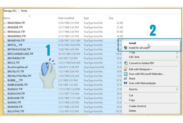 Thêm nhiều font chữ cùng 1 lúc